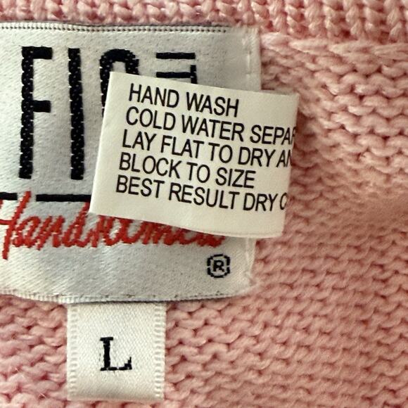 Fia Italia Hand Loomed Sweater Cardigan Sz L Full Zip Pink Grommets and Pockets - Picture 8 of 8